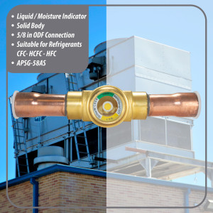 Appli Parts APSG-58AS 5/8 in Sight Glass and liquid moisture indicator Solder connections with Solid Body for HVAC/R installations suitable for CFC HCFC HFC refrigerants