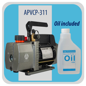 Appli Parts APVCP-311 Bomba de Vacio de 3.0 CFM 1/4 HP 1 etapa 115 V, 60 Hz, para calefaccion, aire acondicionado y sistemas de refrigeracion para aplicaciones domesticas y automotrices 