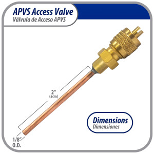 Appli Parts APVS-14182 1/4 in SAE Access Schrader Valve x 1/8 ODF x 2 in Copper Stem with Valve Core and Cap with gasket and core remover for AC and refrigeration systems Appli Parts APVS-14182 1/4 in SAE Access Schrader Valve x 1/8 ODF x 2 in Copper Stem with Valve Core and Cap with gasket and core remover for AC and refrigeration systems