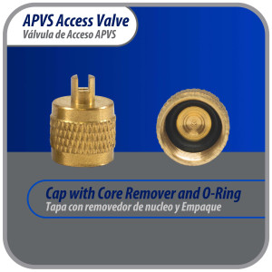 Appli Parts APVS-14182 1/4 in SAE Access Schrader Valve x 1/8 ODF x 2 in Copper Stem with Valve Core and Cap with gasket and core remover for AC and refrigeration systems