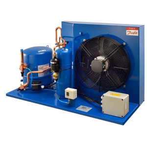 Danfoss OP-HJZ028D39Q Condensing Unit Microchannel Coil 2.5HP MBP 230V/3Ph/60Hz R134a,R404A,R448A,R449A,R452A,R513A POE Oil 1 Fan with Reciprocating Compressor MTZ28-3 115N0278  
