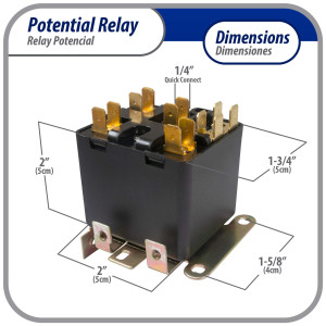 Appli Parts APPR-065 Relay Potencial 065, Voltaje de Bobina 332 V, Recogida Minima 168 V, Recogida Maxima 182 V, Caida Maxima 90 V, 50/60Hz Remplazo universal para unidades de refrigeracion y aire acondicionado