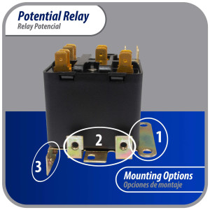 Appli Parts APPR-065 Relay Potencial 065, Voltaje de Bobina 332 V, Recogida Minima 168 V, Recogida Maxima 182 V, Caida Maxima 90 V, 50/60Hz Remplazo universal para unidades de refrigeracion y aire acondicionado