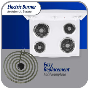 MP21YA Appli Parts Parts Surface Burner Heating Element 5 Turns, 8 in, 2100 W, 240 V, Compatible with Whirlpool 8053268, 9761345, 8053268, 9761345, 4165352, 4389732, 4163771, 877983, 879066