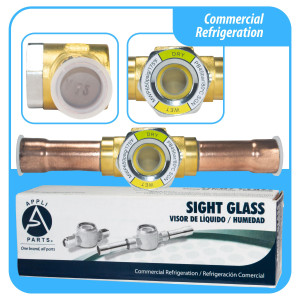 Appli Parts APSG-58S Visor de Liquido 5/8 pulg Indicador de Humedad con conexiones Soldable con cuerpo extraible para Sistemas de Refrigeracion y Aire Acondicionado