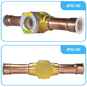 Appli Parts APSG-58S 5/8 in Sight Glass and liquid moisture indicator Solder connections with take-apart Body for HVAC/R installations suitable for CFC HCFC HFC refrigerants