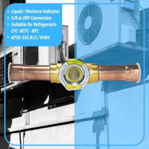 Appli Parts APSG-58S 5/8 in Sight Glass and liquid moisture indicator Solder connections with take-apart Body for HVAC/R installations suitable for CFC HCFC HFC refrigerants