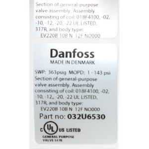 Danfoss 032U6530 Solenoid Valve 1/2 in, NPT, EV220B
