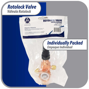 Appli Parts APRV-VA04 Valvula Rotolock V04 1-1/4 pulg x 3/4 pulg Soldable con puertos de acceso de 1/4 pulg Universal para sistemas de refrigeracion y aire acondicionado