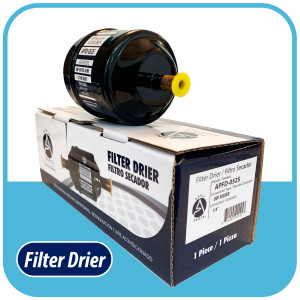 Appli Parts APFD-052S 1/4 in Liquid Line Refrigerant AC Filter Drier hvac Refrigeration 052S ODF Sweat Solder connection universal unidirectional 4-1/2 in long 2 in wide