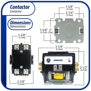 Appli Parts APAC-24024 Contactor 2 Polos 40A 24V Bobina Repuesto para Compresores de CA y Aplicaciones Electricas Certificacion UL E476929 de Trabajo Pesado