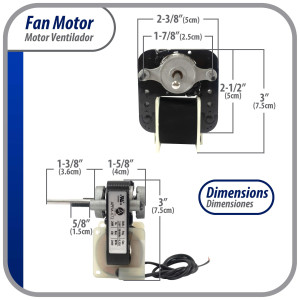 Appli Parts APFM-672 1/130 Hp Motor Ventilador, 220 V, 50/60 Hz, 3000 rpm, rotacion Reversible, Kit Universal, eje 3/16 pulg x 1-1/4 pulg largo, incluye 2 Aspa 4 y 5.5 pulg, UL, NUV-672, SM672