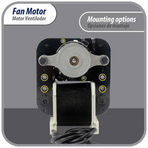 Appli Parts APFM-672 1/130 Hp Motor Ventilador, 220 V, 50/60 Hz, 3000 rpm, rotacion Reversible, Kit Universal, eje 3/16 pulg x 1-1/4 pulg largo, incluye 2 Aspa 4 y 5.5 pulg, UL, NUV-672, SM672