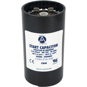 Appli Parts CON-216-250 Capacitor de Arranque 216-259 MFD (microfaradios) uF, 250 VAC. Universal para Motores Electricos, condensador de arranque de 4.6 cm de Diametro, 8.6 cm de Alto