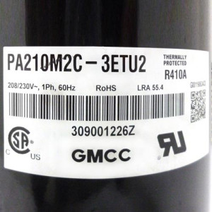 GMCC Compresor rotativo velocidad fija 24.000 Btu 220v/60hz/1ph R410 PA210M2C-3ETU2 201400601320 11103010001252 Sirve EACM024C11B EADM024C11B WWK+22CR5A