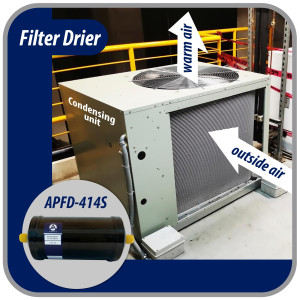 Appli Parts APFD-414S 1/2 in Liquid Line Refrigerant AC Filter Drier hvac Refrigeration 414S ODF Sweat Solder connection universal unidirectional 9-1/2 in long 3-1/2 in wide