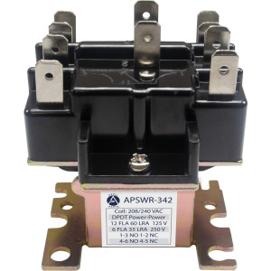 Appli Parts APSWR-342 Rele de conmutacion 90-342, de uso general, DPDT, Doble Polo, Doble Tiro, bobina de 208/240 V, CA, para aplicaciones HVAC y otras instalaciones electricas generales Remplaza APSR-342