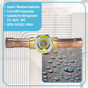 Appli Parts APSG-34S 3/4 in Sight Glass and liquid moisture indicator Solder connections with take-apart Body for HVAC/R installations suitable for CFC HCFC HFC refrigerants