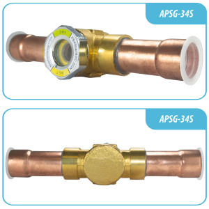 Appli Parts APSG-34S Visor de Liquido 3/4 pulg Indicador de Humedad con conexiones Soldable con cuerpo extraible para Sistemas de Refrigeracion y Aire Acondicionado compatible con refrigerantes CFC, HCFC, HFC