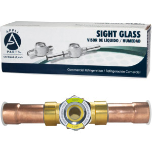 Appli Parts APSG-34S Visor de Liquido 3/4 pulg Indicador de Humedad con conexiones Soldable con cuerpo extraible para Sistemas de Refrigeracion y Aire Acondicionado compatible con refrigerantes CFC, HCFC, HFC