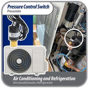 Appli Parts APPS-550450 Hi Pressure control switch R410, Open 550 psi, Close 450 psi, 40 in Cable, SPST, 1/4 SAE female connection, Automatic Reset, universal replacement for Air Conditioning Applications