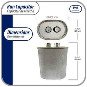 Appli Parts Run Capacitor for ac 30 Mfd uF (microfarads) 370VAC CBB65 Oval Universal fit for hvac and other applications 2-7/8in Wide 1-7/8in Depth 3-1/4 in High in Wide CON-30-370
 Appli Parts Run Capacitor for ac 30 Mfd uF (microfarads) 370VAC CBB65 Oval Universal fit for hvac and other applications 2-7/8in Wide 1-7/8in Depth 3-1/4 in High in Wide CON-30-370