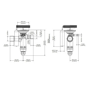 Danfoss 067N3159 15TR Thermostatic expansion valve, TGE, R410A,R32, 5/8x7/8 in Solder, ODF, 1/4 in Externally equalized, Bi-flow, -40 to 50 F replaces 067N3179