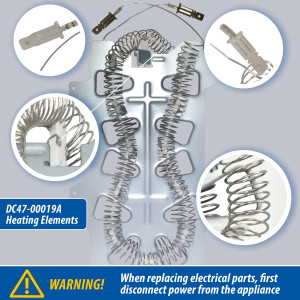 Appli Parts Heating Element Kit DC47-00019AKAP 
Includes: DC47-00019A Heater, DC47-00018A Thermostat, DC96-00887A Fuse, DC47-00016A Fuse