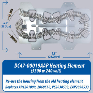 DC47-00019A Appli Parts Kit Resistencia Secadora DC47-00019AKAP  Incluye DC47-00019AAP Resistencia, DC47-00018AAP Termostato, DC96-00887AAP Fusible, DC47-00016AAP Fusible