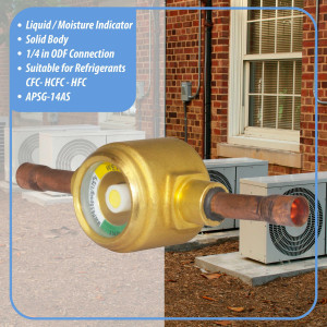 Appli Parts APSG-14AS 1/4 in Sight Glass and liquid moisture indicator Solder connections with Solid Body for HVAC/R installations suitable for CFC HCFC HFC refrigerants