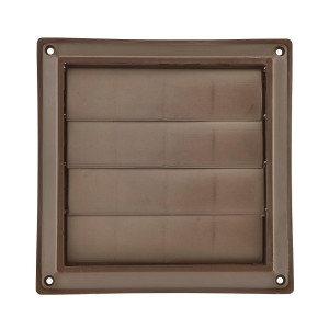 Lambro 361B 6 in Brown Plastic Wall Vent for Bath Fan and Range Hood Exhaust with Backdraft Damper Flaps Low Profile Exterior Vent Cover UV Resistant Paintable