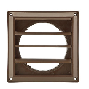 Lambro 361B Rejilla de Ventilacion Marron 6 in para Salida de Extractor A Través de Pared con Aletas Antirretorno Perfil Bajo Plastico con Proteccion UV para Bano y Cocina