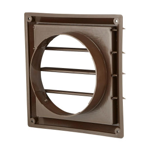 Lambro 361B Rejilla de Ventilacion Marron 6 in para Salida de Extractor A Través de Pared con Aletas Antirretorno Perfil Bajo Plastico con Proteccion UV para Bano y Cocina