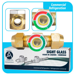 Appli Parts APSG-58 5/8 in Sight Glass and liquid moisture indicator Flare connections with take-apart Body for HVAC/R installations suitable for CFC HCFC HFC refrigerants