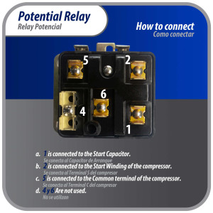 Appli Parts APPR-064 Relay Potencial 064, Voltaje de Bobina 395 V, Recogida Minima 260 V, Recogida Maxima 275 V, Caida Maxima 120 V, 50/60Hz Remplazo universal para unidades de refrigeracion y aire acondicionado