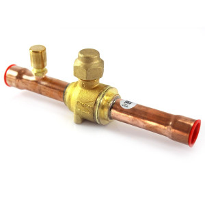 Danfoss 009L7053 5/8in Shut Off Ball Valve ODF GBC 16s Multiple Refrigerant MWP 650psi WT -40F to 300F with 1/4in SAE Schrader Valve Bi-Flow