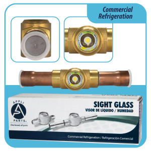 Appli Parts APSG-34AS Visor de Liquido 3/4 pulg Indicador de Humedad con conexiones Soldable con cuerpo solido para Sistemas de Refrigeracion y Aire Acondicionado