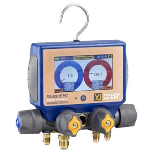 TITAN Digital Manifold P51-870 4-Valve with backlit digital display and Bluetooth Capabilities to connect to Mantooh App, included vacuum sensor, 4 pak hoses, two temperature clamps, Re-chargeable battery,  126 Refrigerants Profile stored and  backpack ca TITAN Digital Manifold P51-870 4-Valve with backlit digital display and Bluetooth Capabilities to connect to Mantooh App, included vacuum sensor, 4 pak hoses, two temperature clamps, Re-chargeable battery,  126 Refrigerants Profile stored and  backpack ca