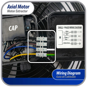 Appli Parts AXF-300-1 Extractor Axial 300 mm (11-3/4 pulg) 110V, 1 ph, 60 Hz, 115W 1550 rpm, Rango Temperatura -30 C a 60 C, incluye aspa y base tipo jaula