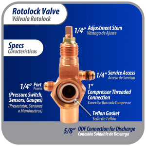 Appli Parts APRV-VA10 Rotolock Valve V10 1 in x 5/8 in ODF solder connection Universal replacement valve will work for refrigeration and air conditioning systems