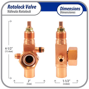 Appli Parts APRV-VA10 Valvula Rotolock V10 1 pulg x 5/8 pulg Soldable con puertos de acceso de 1/4 pulg Universal para sistemas de refrigeracion y aire acondicionado Appli Parts APRV-VA10 Valvula Rotolock V10 1 pulg x 5/8 pulg Soldable con puertos de acceso de 1/4 pulg Universal para sistemas de refrigeracion y aire acondicionado