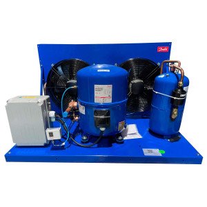 Danfoss OP-HGZ125D39Q Condensing Unit Microchannel Coil 10HP MBP 230V/3Ph/60Hz R134a,R404A,R448A,R449A,R452A,R513A POE Oil 2 Fan with Reciprocating Compressor MTZ125-3 115N0318 