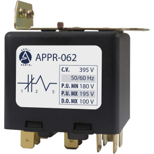Appli Parts APPR-062 Relay Potencial 062, Voltaje de Bobina 395 V, Recogida Minima 180 V, Recogida Maxima 195 V, Caida Maxima 100 V, 50/60Hz Remplazo universal para unidades de refrigeracion y aire acondicionado