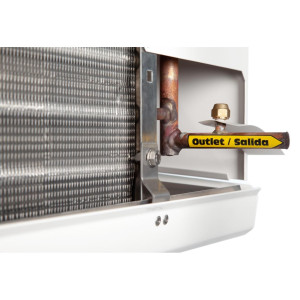 Danfoss 114U0010 Evaporator Optyma LMBP R404 4.1K Btu/hr at 25F SST MBP 3.5K Btu/hr at -20F SST LBP Electric Defrost 6FPI Low Profile 1 x 12in ECM fan DACC RX L041.1A4/E1 230V/1Ph/60Hz 
