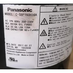 Scroll Compressor 60.000 Btu 220v/1ph/60hz 11102010000324 / 201400700624 Fits: ecox EVCU060C10B Midea PAC60611FCB