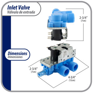 WH13X81 Appli Parts inlet water valve for washing machine 2 x 3/4 NPT Inlet 1 x 1/2 Outlet 110-120V 50/60Hz Universal replacement for General Electric and other brands APIV-2111
