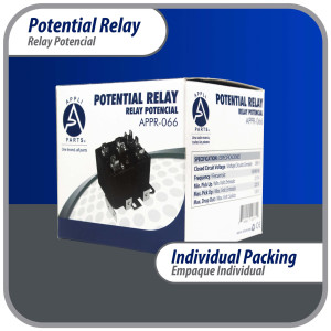 Appli Parts APPR-066 Relay Potencial 066, Voltaje de Bobina 395 V, Recogida Minima 215 V, Recogida Maxima 225 V, Caida Maxima 120 V, 50/60Hz Remplazo universal para unidades de refrigeracion y aire acondicionado