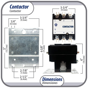 Appli Parts APAC-375240 Contactor 3 Polos 75A 240V Bobina Repuesto para Compresores de CA y Aplicaciones Electricas Certificacion UL E476929 de Trabajo Pesado
