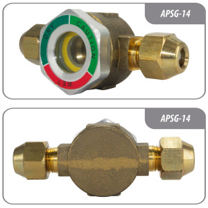 Appli Parts APSG-14 1/4 in Sight Glass and liquid moisture indicator Flare connections with take-apart Body for HVAC/R installations suitable for CFC HCFC HFC refrigerants