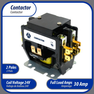 Appli Parts APAC-23024 Contactor 2 Polos 30A 24V Bobina Repuesto para Compresores de CA y Aplicaciones Electricas Certificacion UL E476929 de Trabajo Pesado